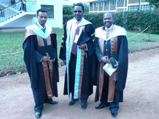 Dean Harold Shangali with graduates